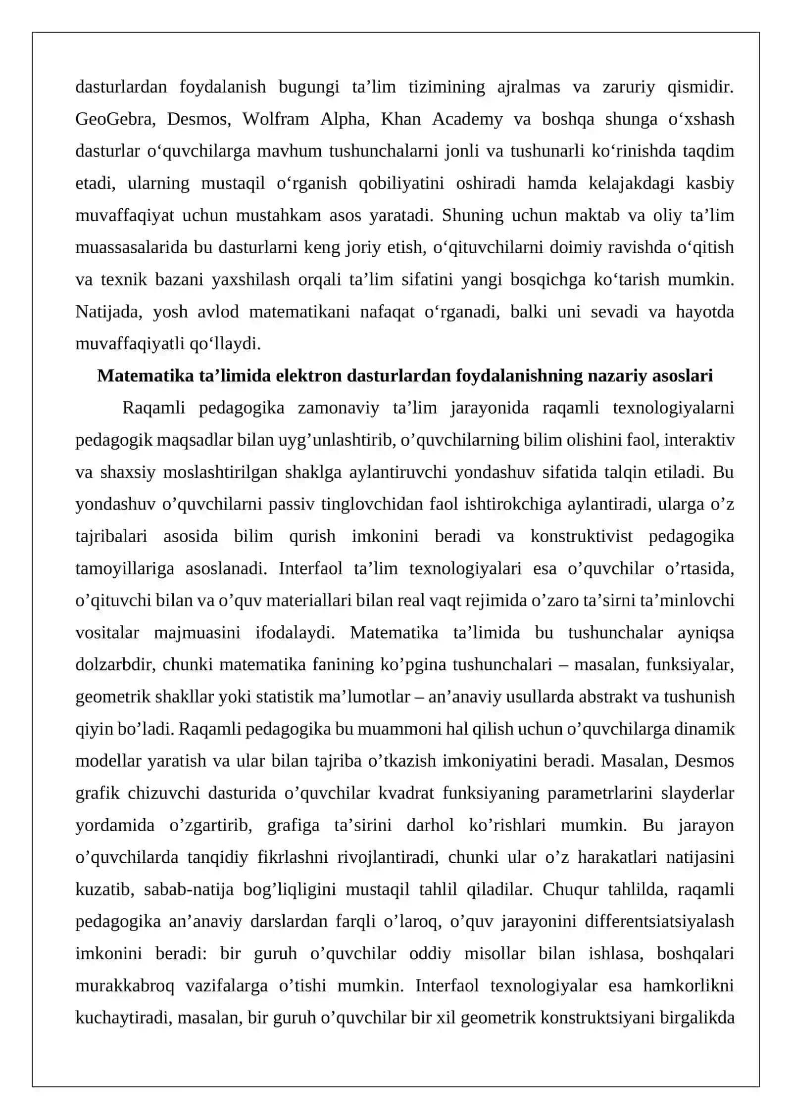 Elektron dasturlar asosida matematika o‘qitishning metodikasi 3