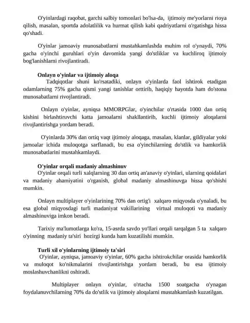 O'yinlar ijtimoiy faoliyat sifatida 3