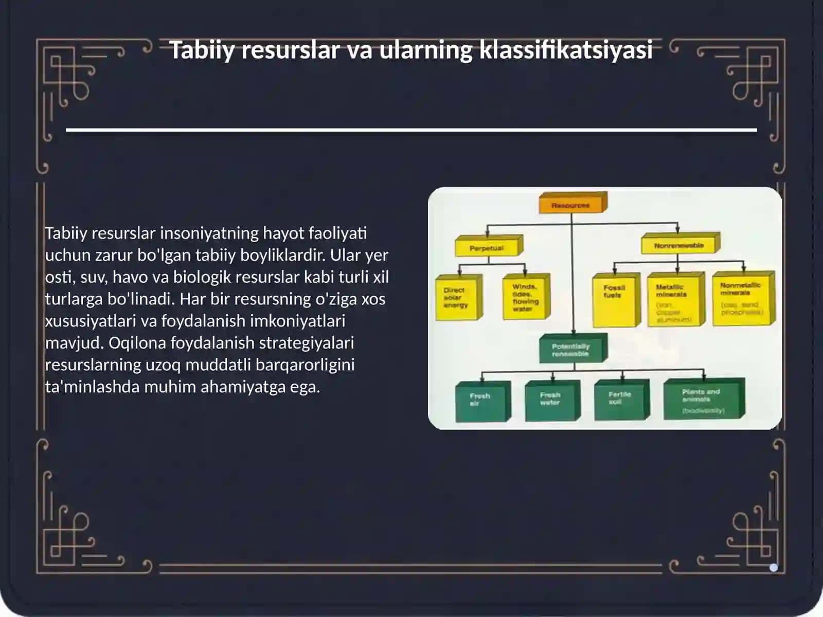 Tabiiy resurslar va ularning klassifikatsiyasi 3