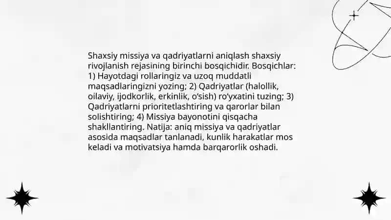 Shaxsiy rivojlanish rejasini tuzish 3