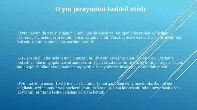 Milliy Va Harakatli O'yinlarni O'rgatish 3