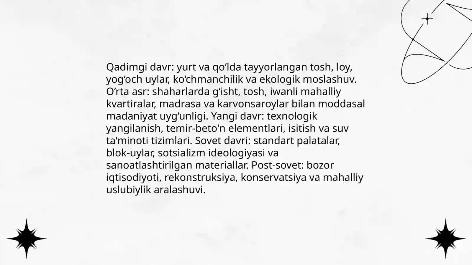 Moddiy madaniyatda uy joylar bòyicha transformatsiyalar 3