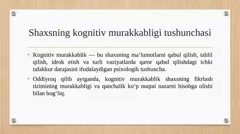 SHAXSNING KOGNITIV MURAKKABLIGI 3