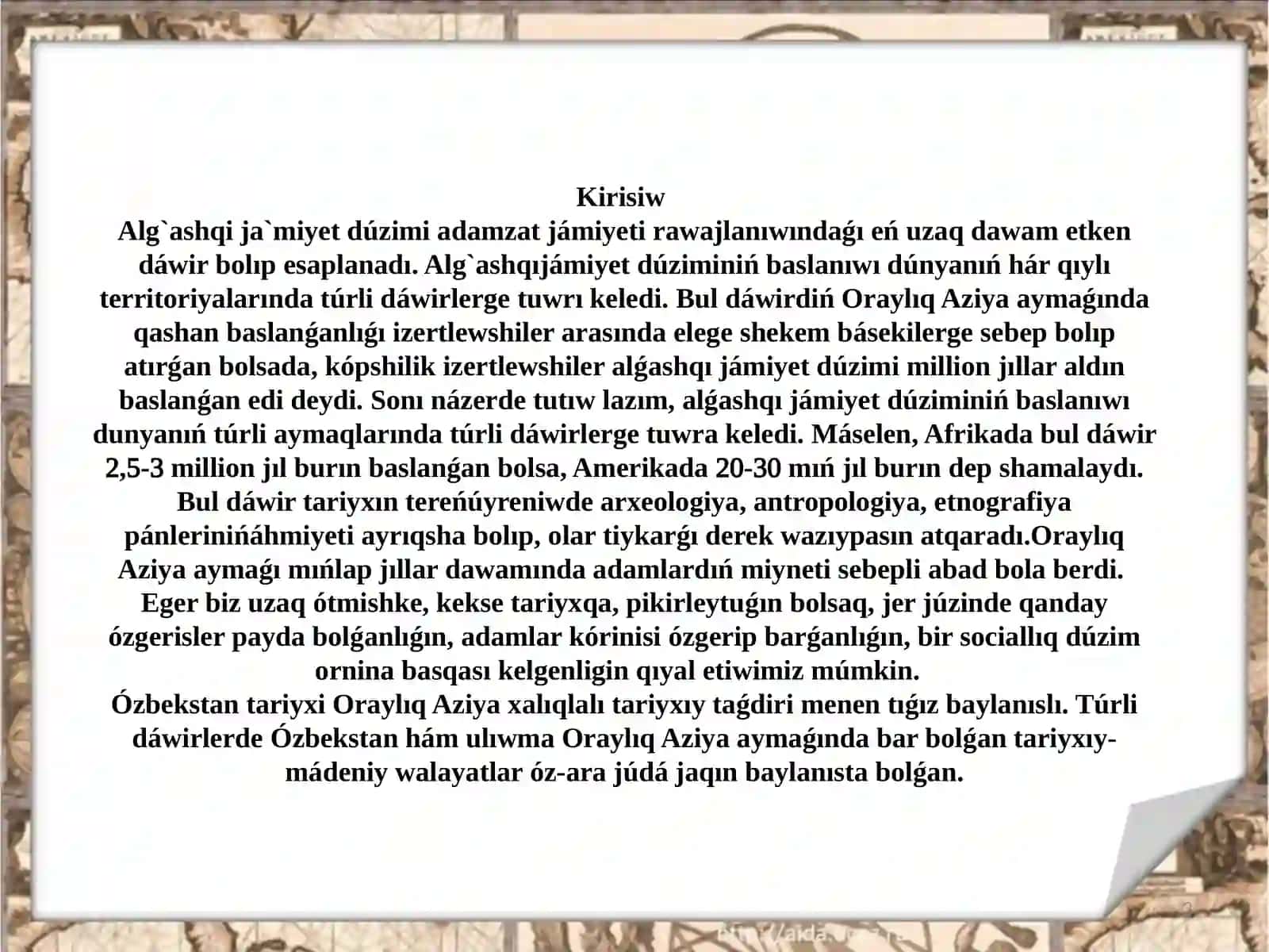 Insan evolyuciyası hám aldınǵı tariyx 3