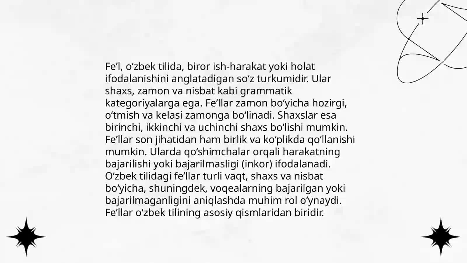 Feʼl soʻz turkumi 3