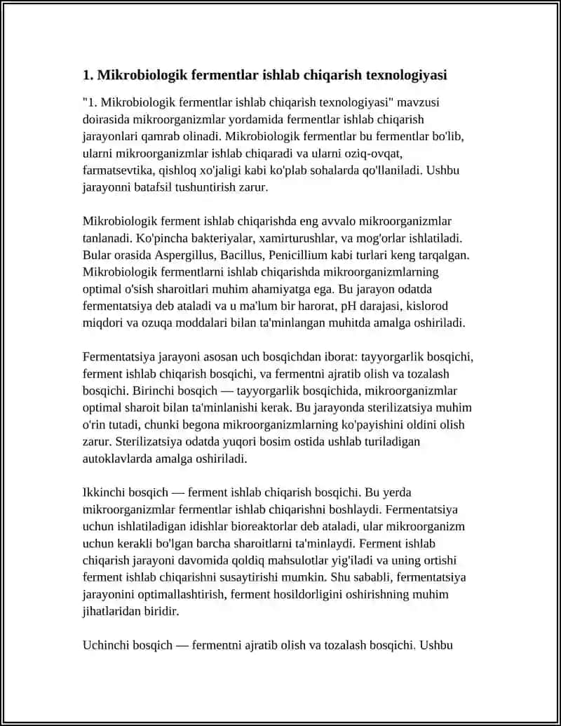 MIKROBIOLOGIK FERMENTLAR ISHLAB CHIQARISH 3