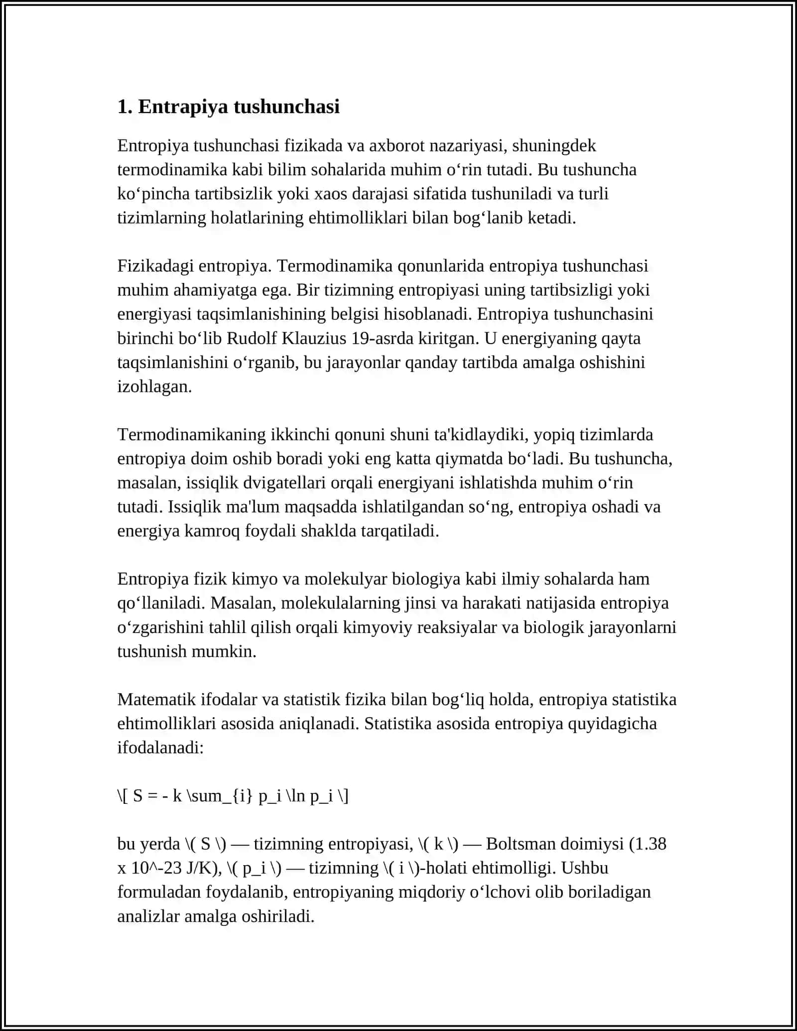 HAR XIL JARAYONLARDA ENTRAPIYA QIYMATINING OʻZGARISHI 3