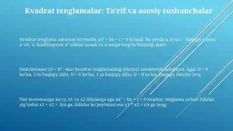 Kvadrat Tenglama va Ratsional Tenglamalar 3