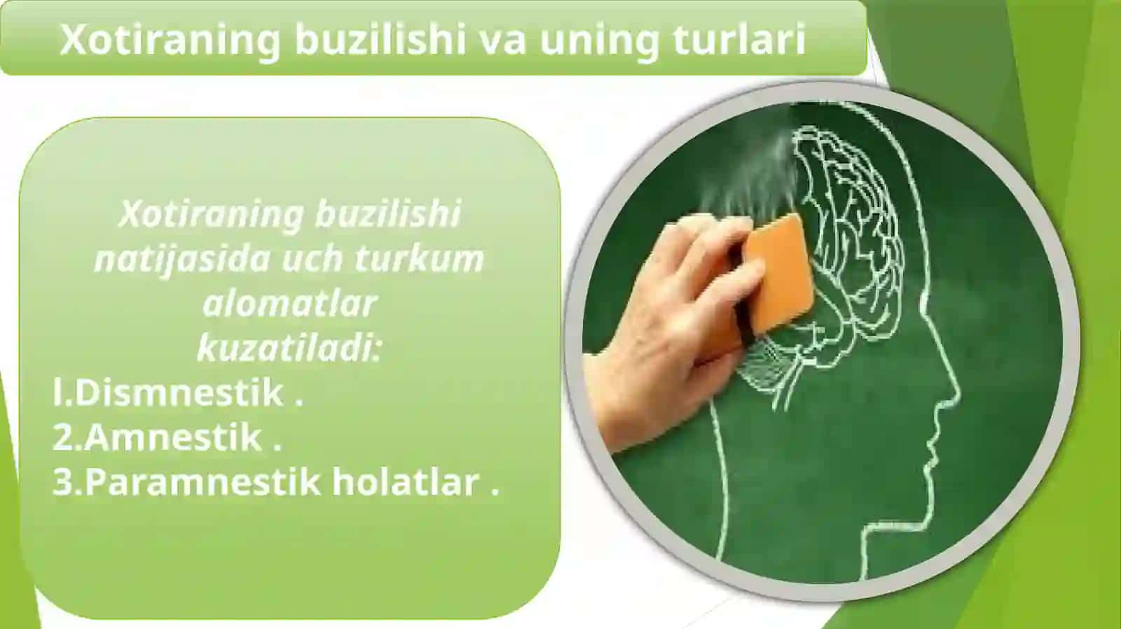 Xotiraning buzilishi va uning turlari 3