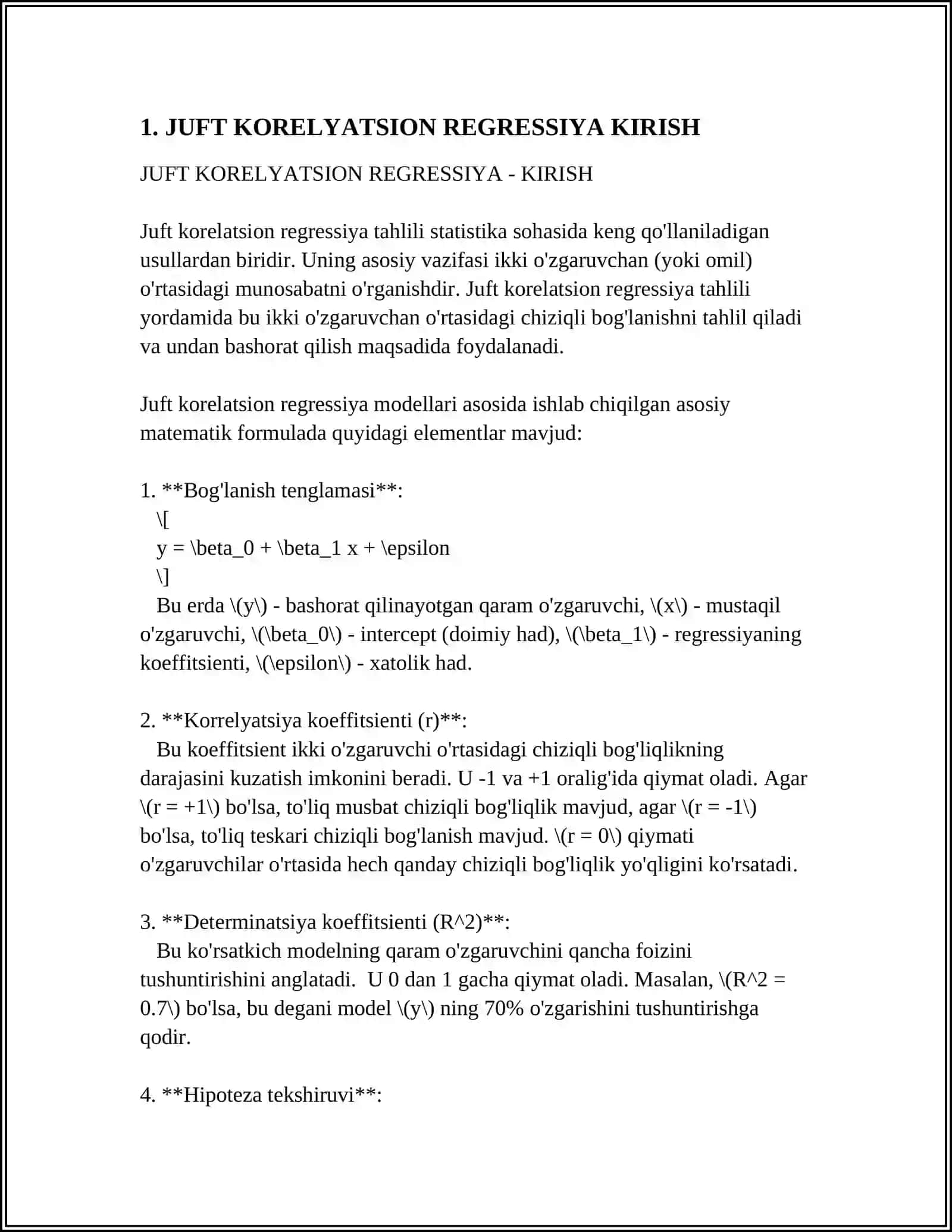JUFT KORELYATSION REGRESSION TAHLILI 3