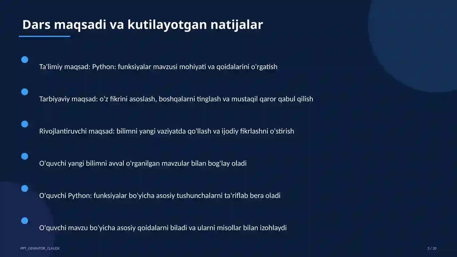 Python: funksiyalar (9-sinf) 3