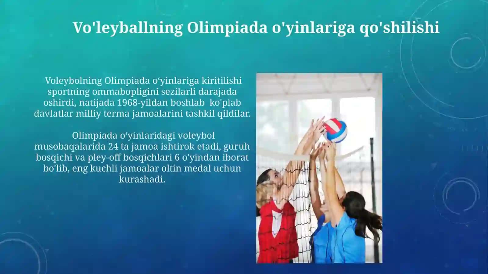 Vo'leyballning Olimpiada o'yinlariga qo'shilishi 3