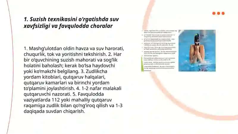 Suzish usullarining texnikasini oʻrgatish 3