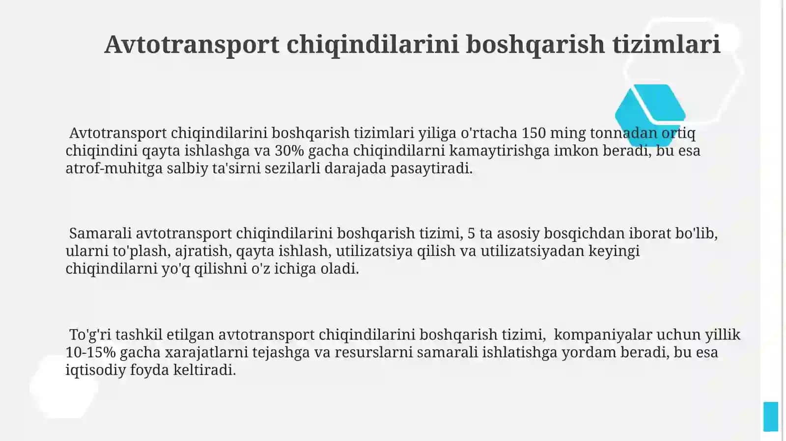 Avtotransport chiqindilarini boshqarish tizimlari 3
