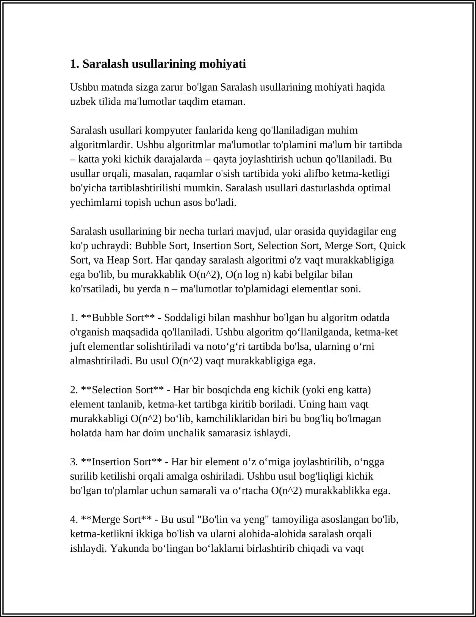SARALASH USULLARINING TASNIFI 3