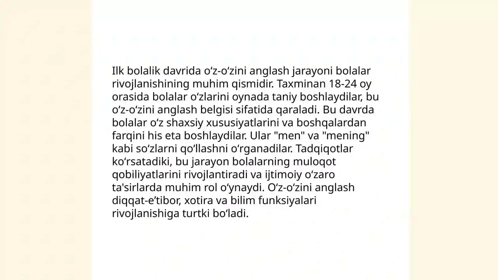 Ilk bolalik davrida oʻz-oʻzini anglash 3