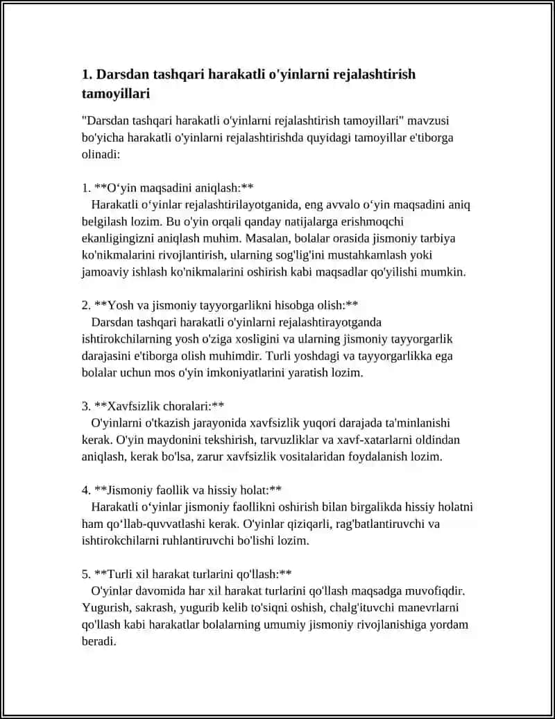DARSDAN TASHQARIÕYNALADIGAN HARAKATLI OʻYINLAR OʻTKAZISH 3