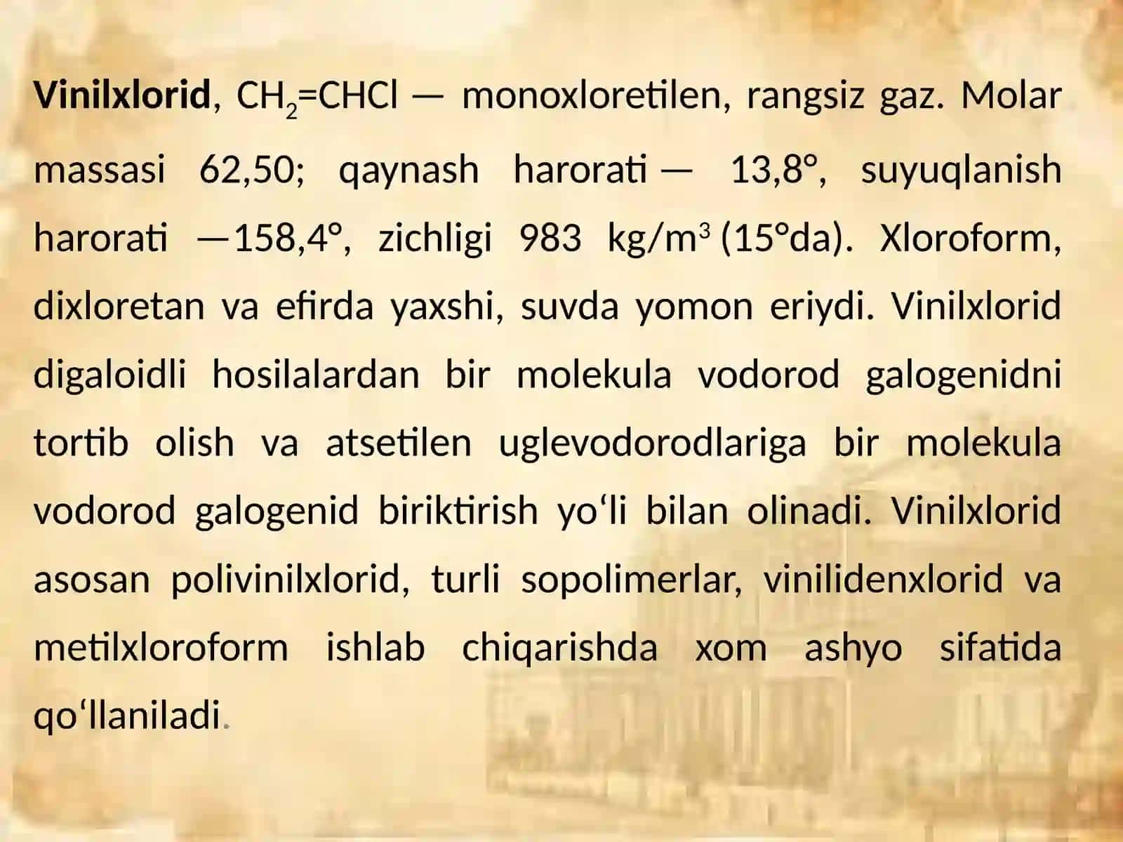 Vinilxlorid monomerini begona gazlardan tozalash Ilmiy bitiruvchi 3