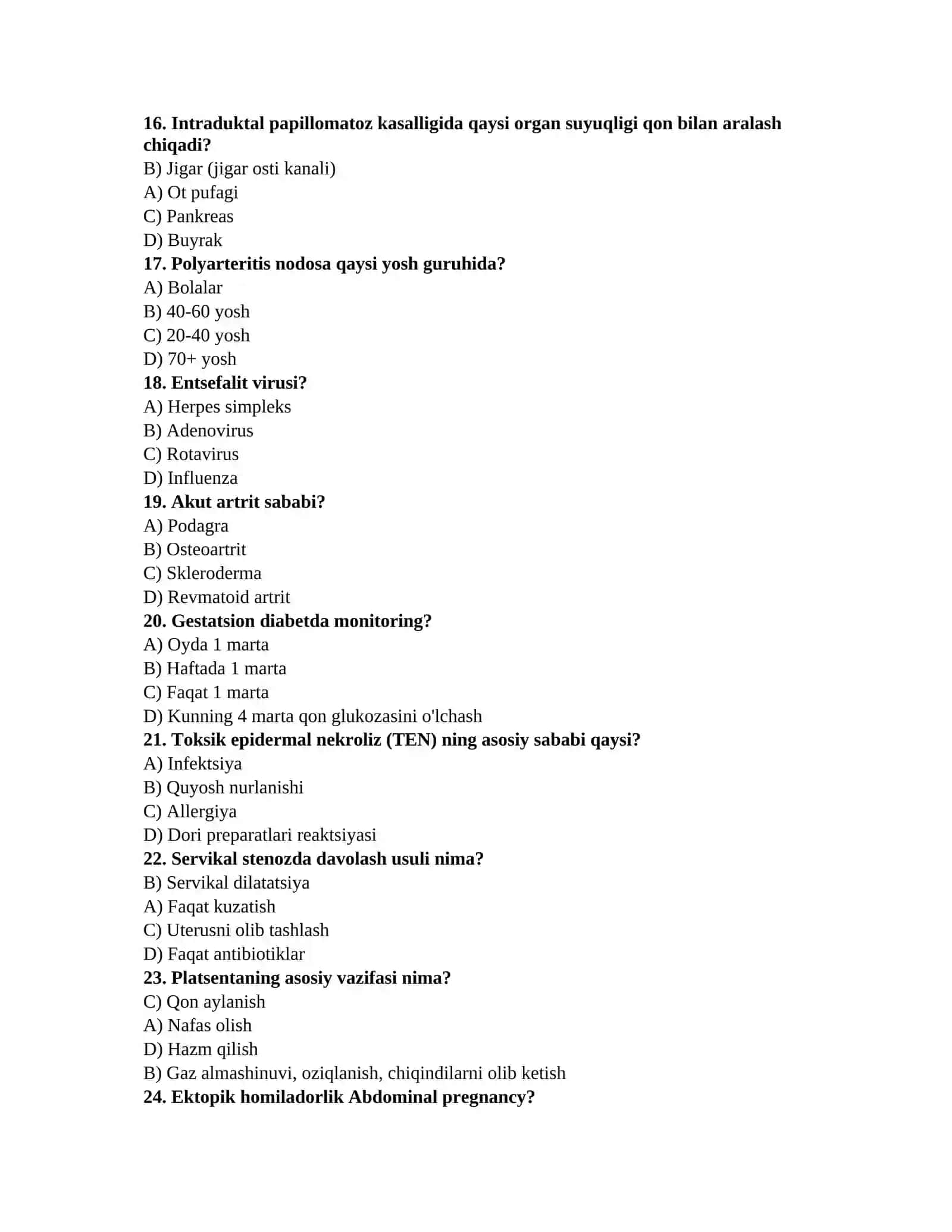 Shifokor attestatsiya testlari 3