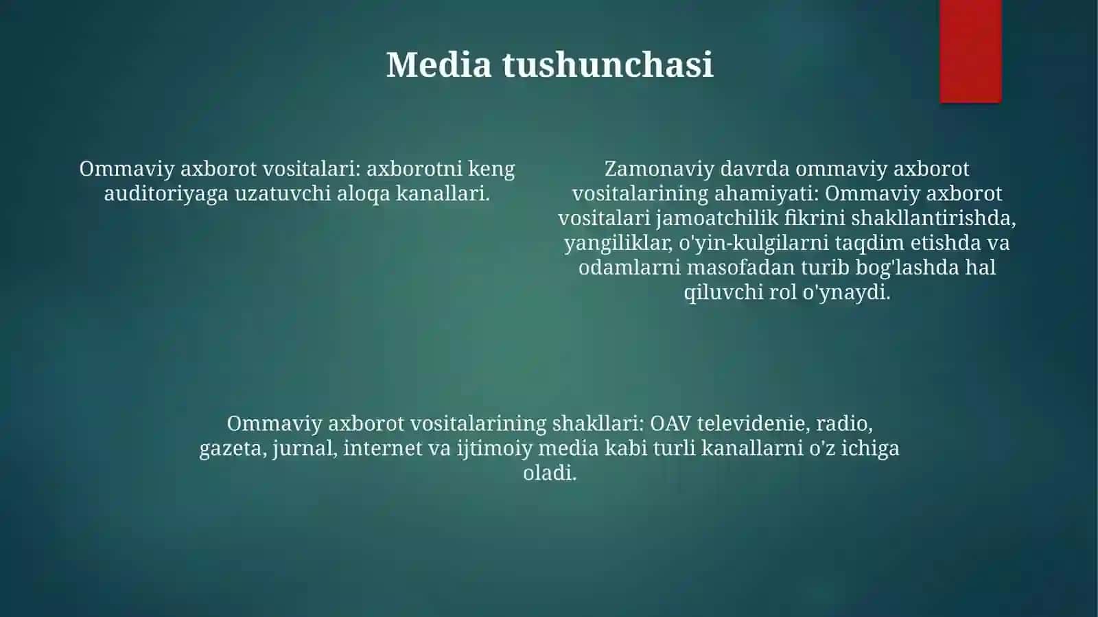 Zamonaviy Bosqichda MedianingO‘Rni 3
