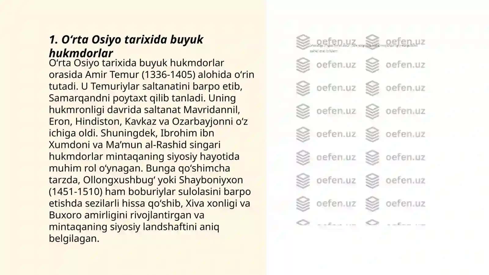 Oʻrta Osiyo tarixida buyuk hukmdorlar 3