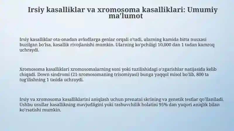 Irsiy va Xromosoma Kasalliklari 3
