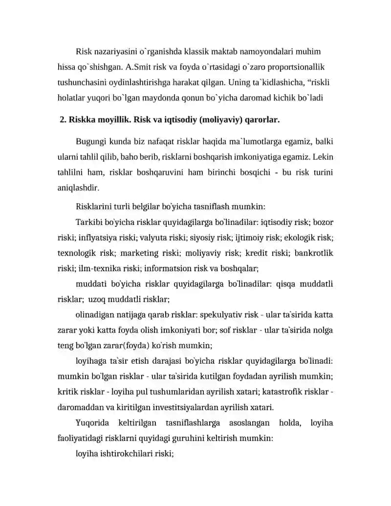 Moliyaviy risklar mazmun mohiyati tasniflanishi va iqtisodiy jarayonlariga ta’siri. Bozor risklari kredit risklari 3