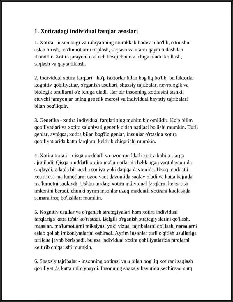 Xotiradagi Individual Farqlar 3