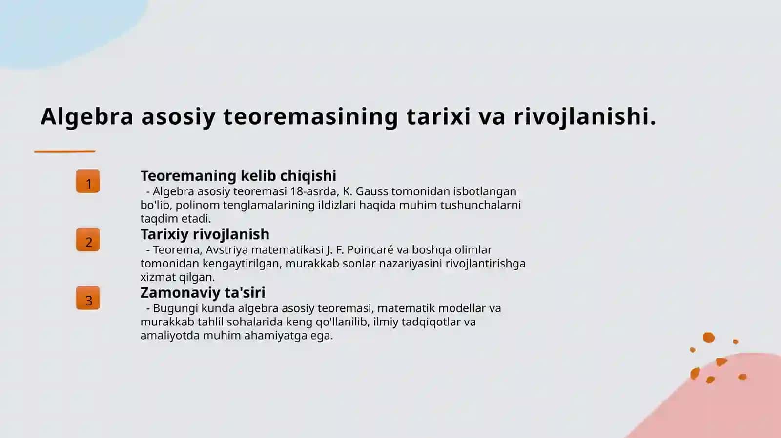 Algebraning asosiy teoremasi 3