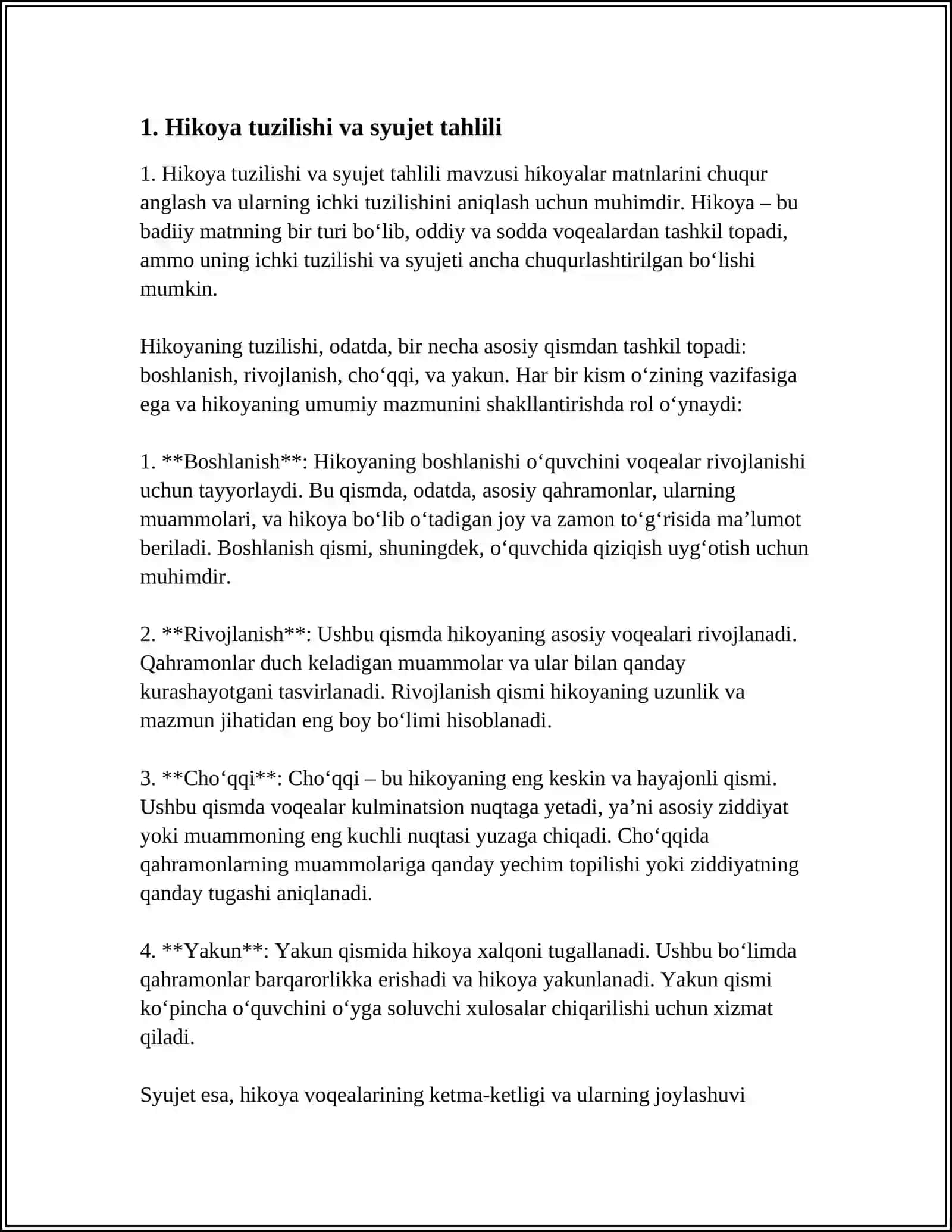 HIKOYATLAR MATNI USTIDA ISHLASH 3