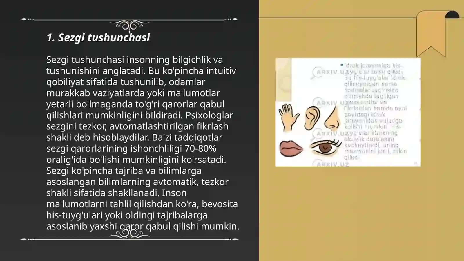 Sezgi va idrok,ularning farqlari.Idrok turlari 3