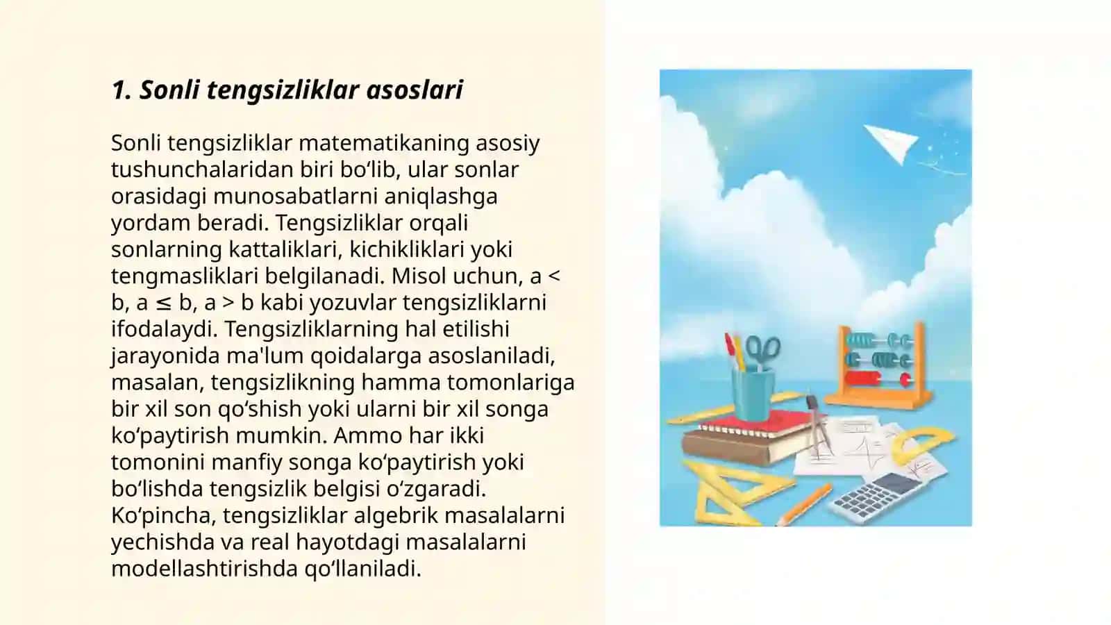 Sonli va chiziqli tengsizliklar 3