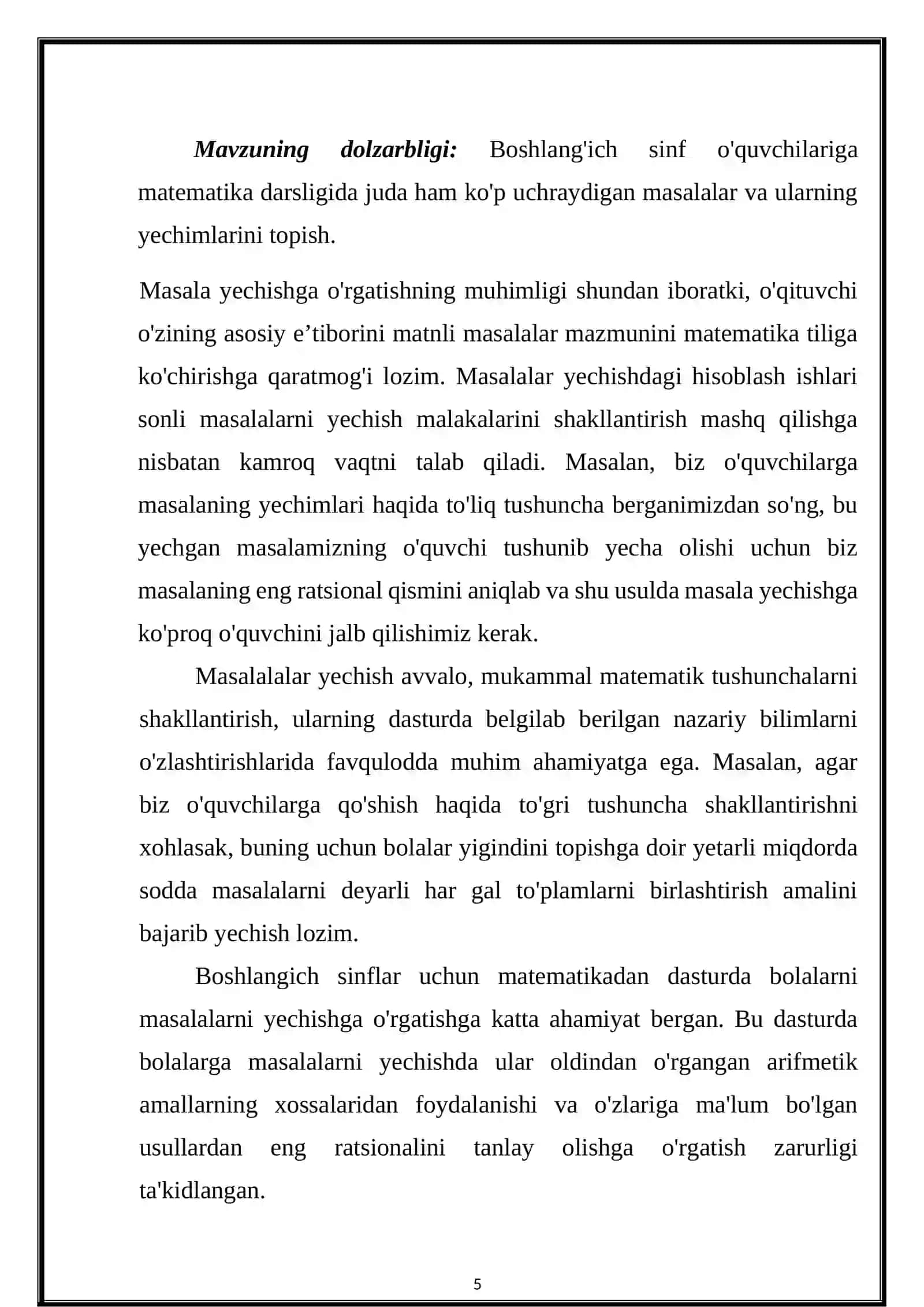 MATEMATIKA O’QITISH METODIKASI "FANIDAN KURS ISHI" 3