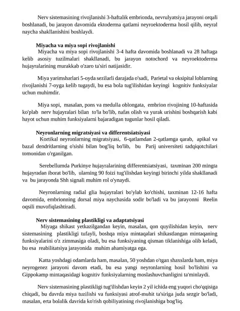 Asab tizimining ontogenezi 3