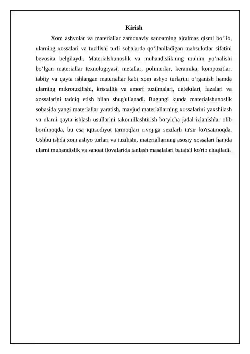 Xom ashyolar va materiallar 3