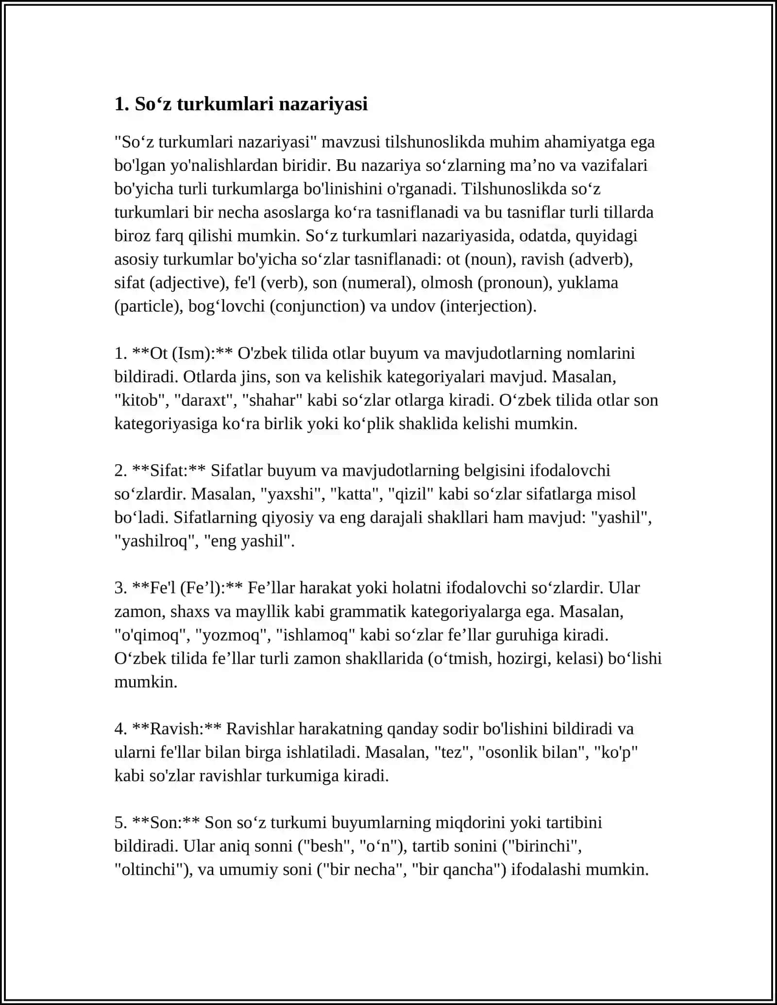 Nazariyasi So'z Turkumlari 3