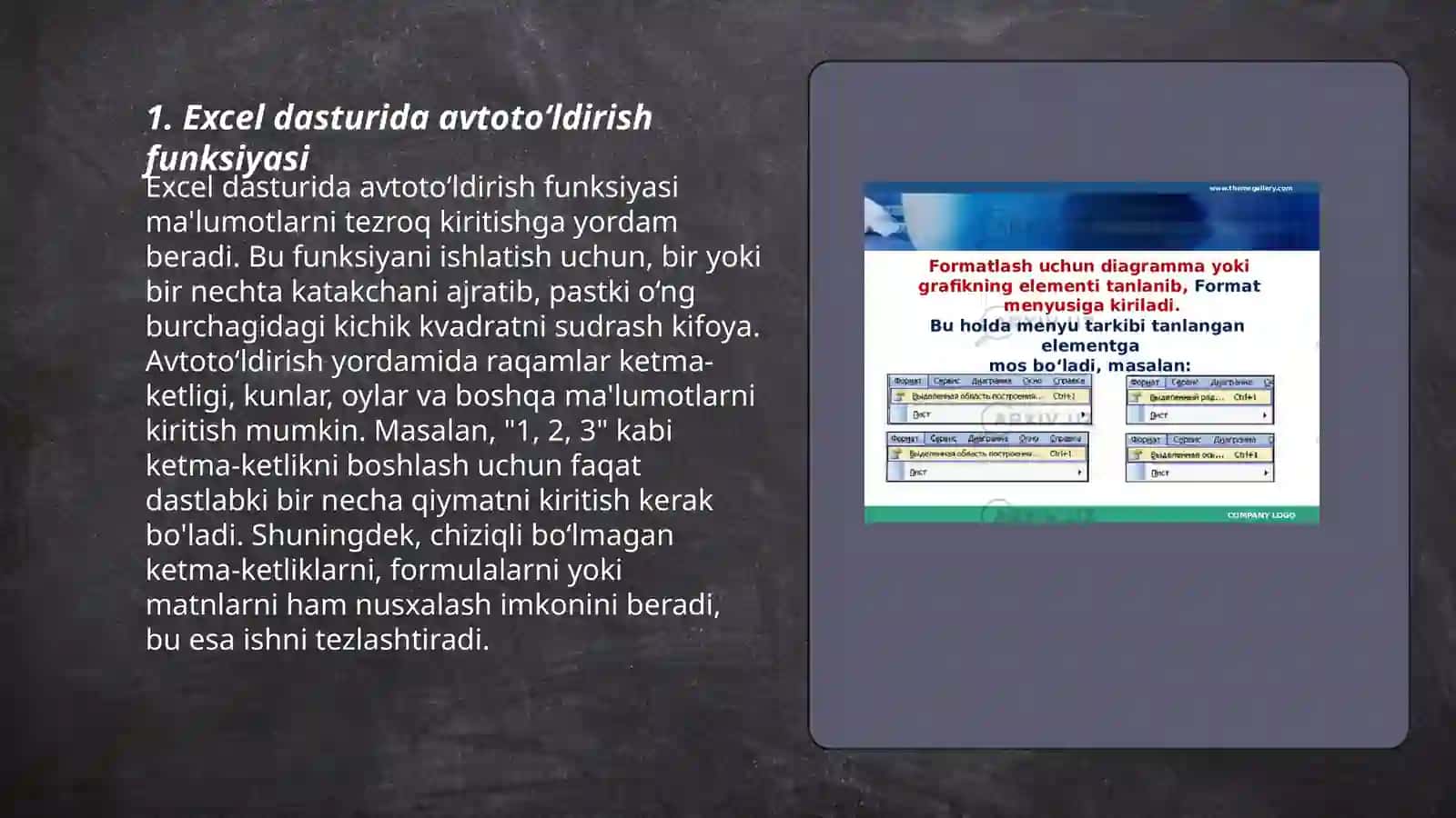 Excel dasturida avtotoʻldirish funksiyasi 3