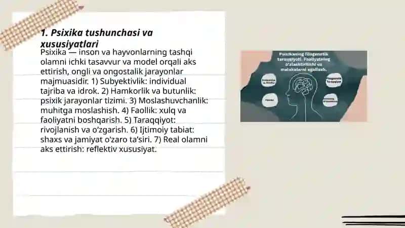 Psixika va psixik hodisalar olami 3