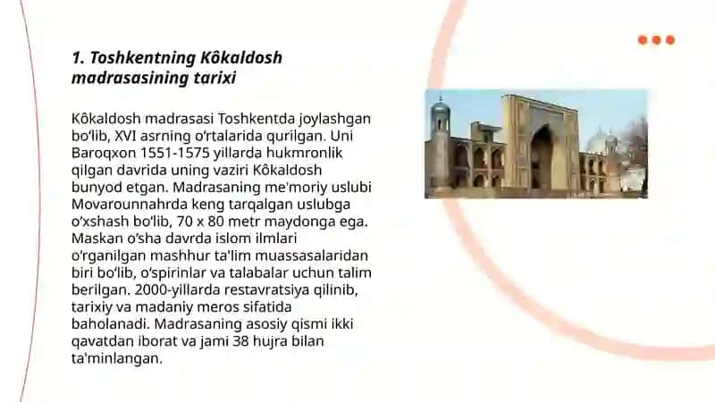 Toshkentning Kôkaldosh madrasasi haqida 3