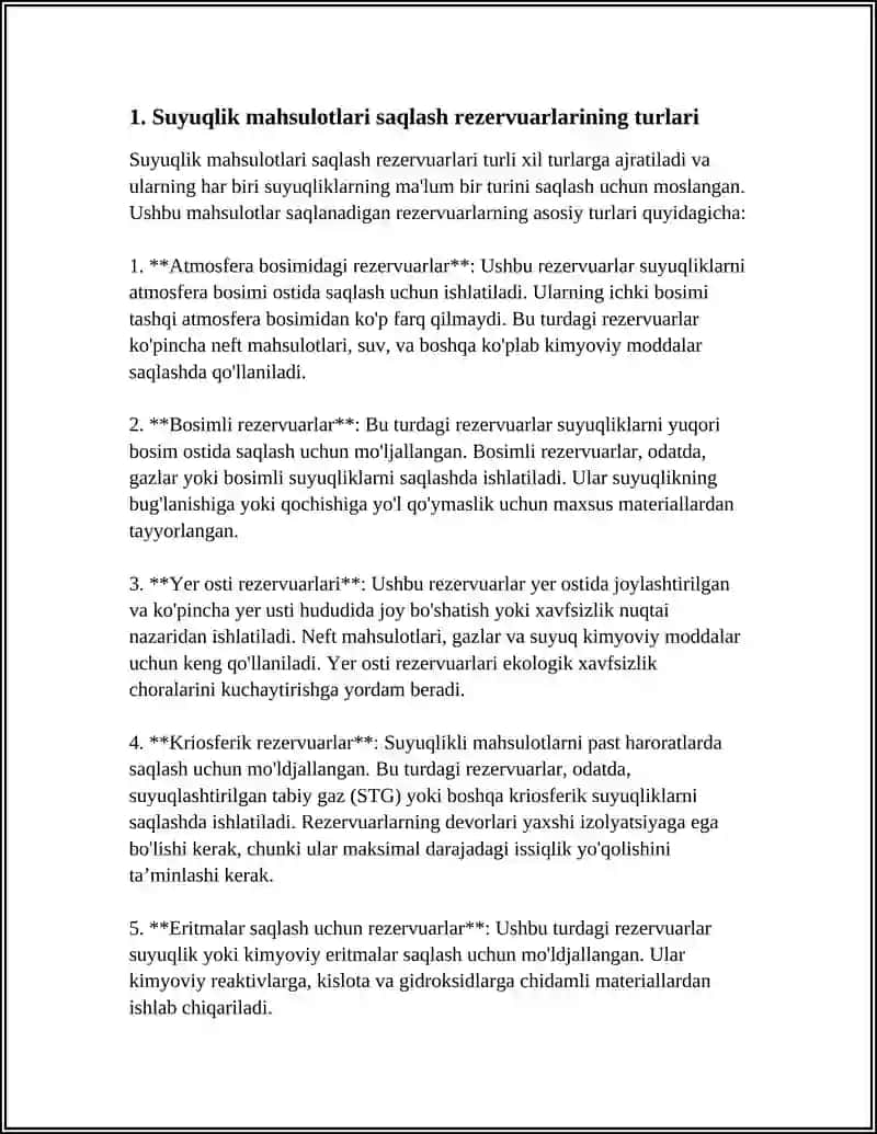 SUYUQ MAHSULOTLARNI SAQLASH REZERVUARLARI 3