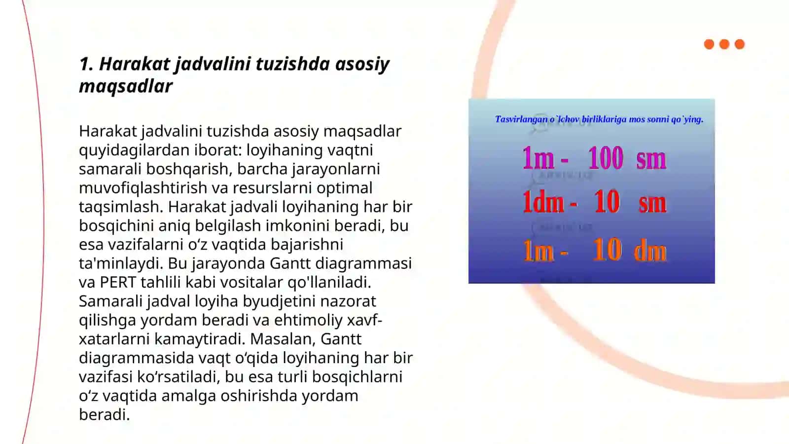 Harakat jadvalini ishlab chiqishda e‘tibor beriladigan omillar 3