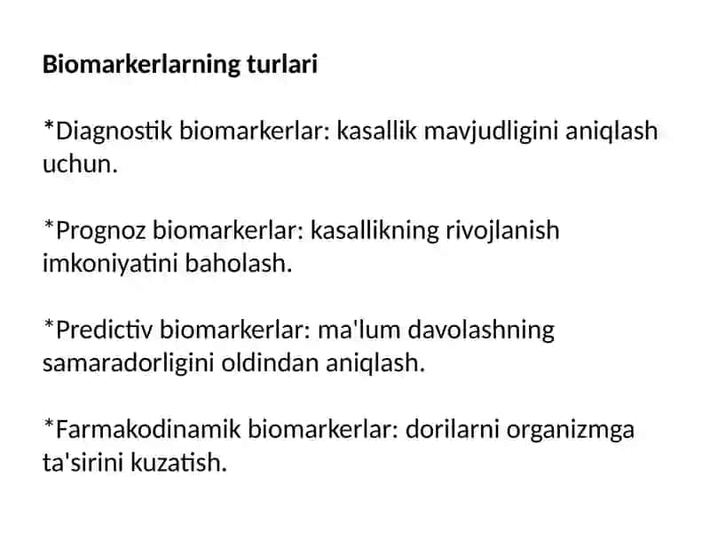 Biomarkerlar va ularning klinik diagnostikadagi ahamiyati 3