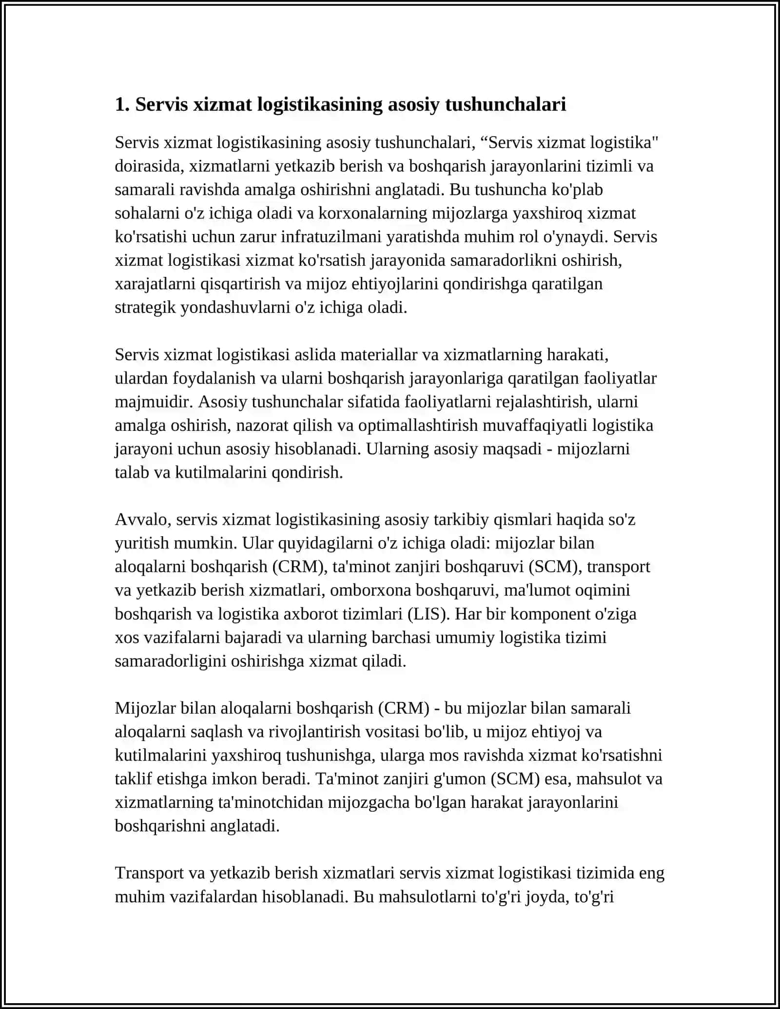 SERVIS XIZMAT LOGISTIKASI 3