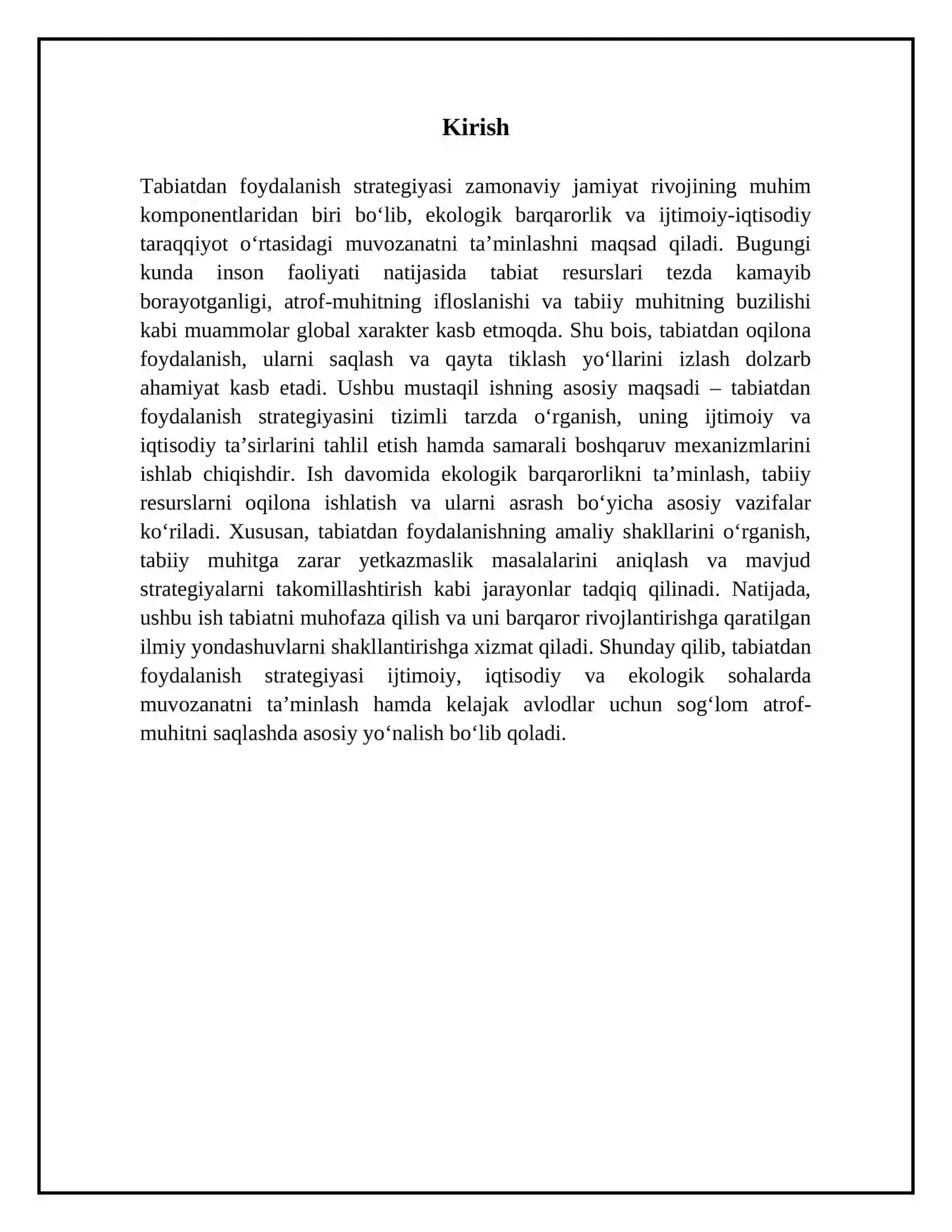 Tabiatdan foydalanish strategiyasi 3