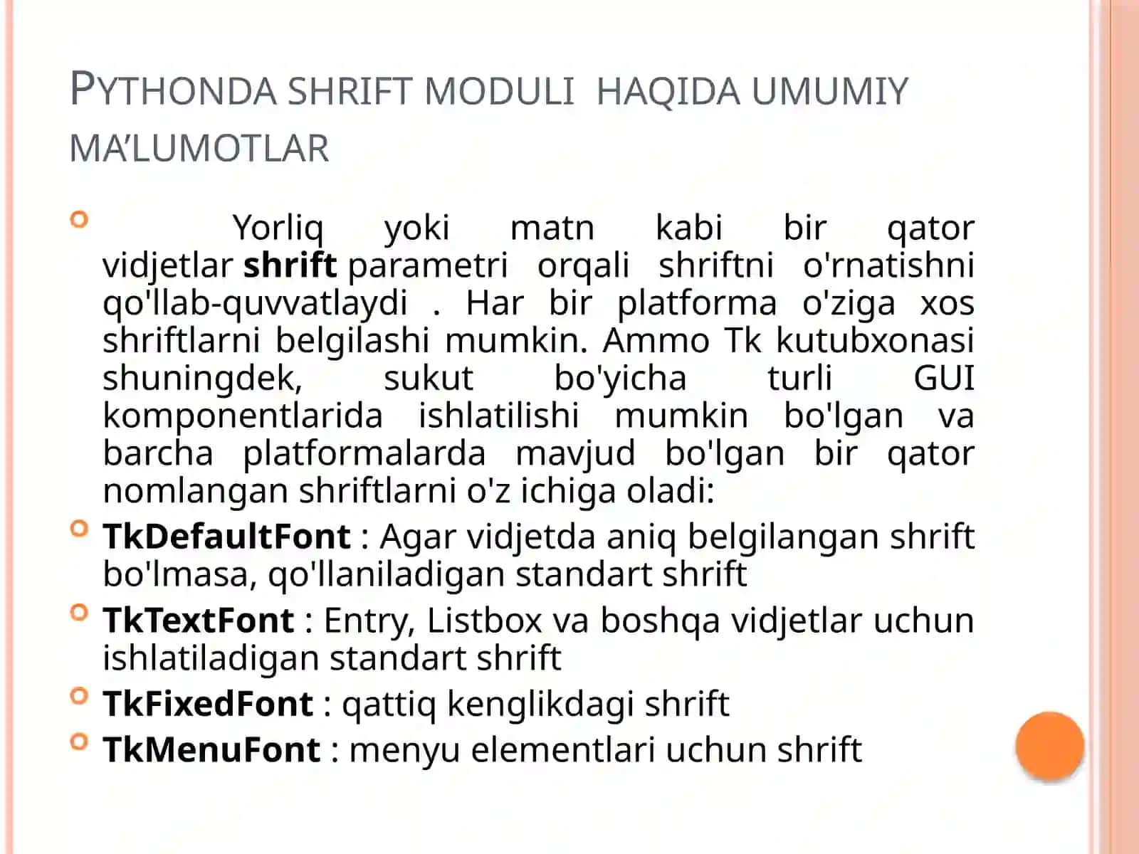 Pythonda shrift modulibilanishlash 3