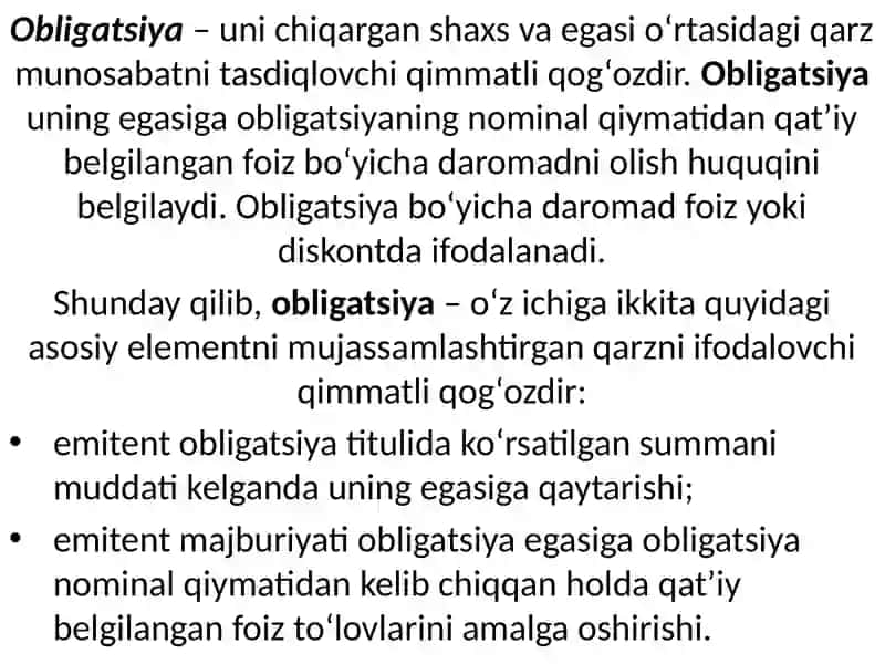 OBLIGATSIYALAR BOZORI 3