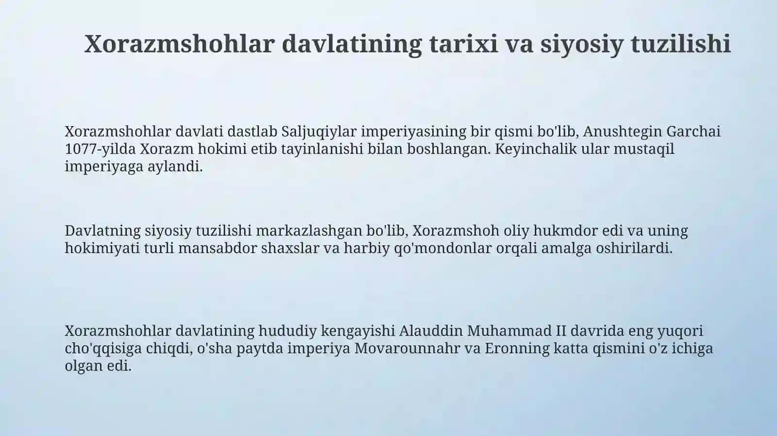 Xorazmshohlar davlati: Tarixi va Siyosiy Tuzilishi 3