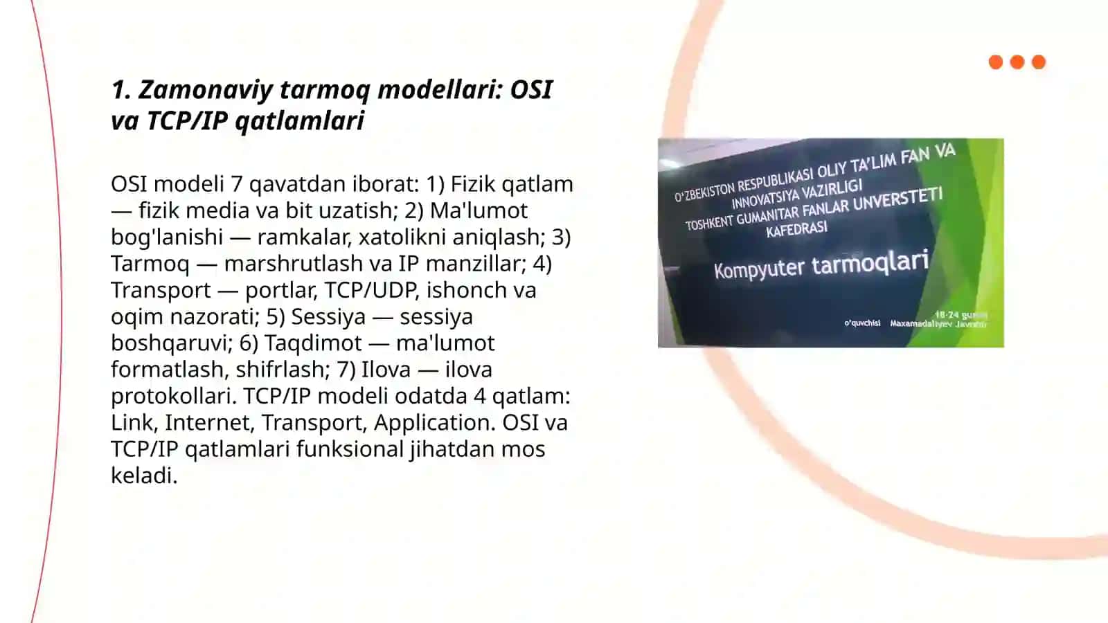 Tarmoq Arxitekturasi: Zamonaviy Tarmoqlarni Asosiy Tuzulishi 3