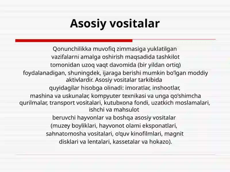 Asosiy vositalar holatini tahlil qilish 3