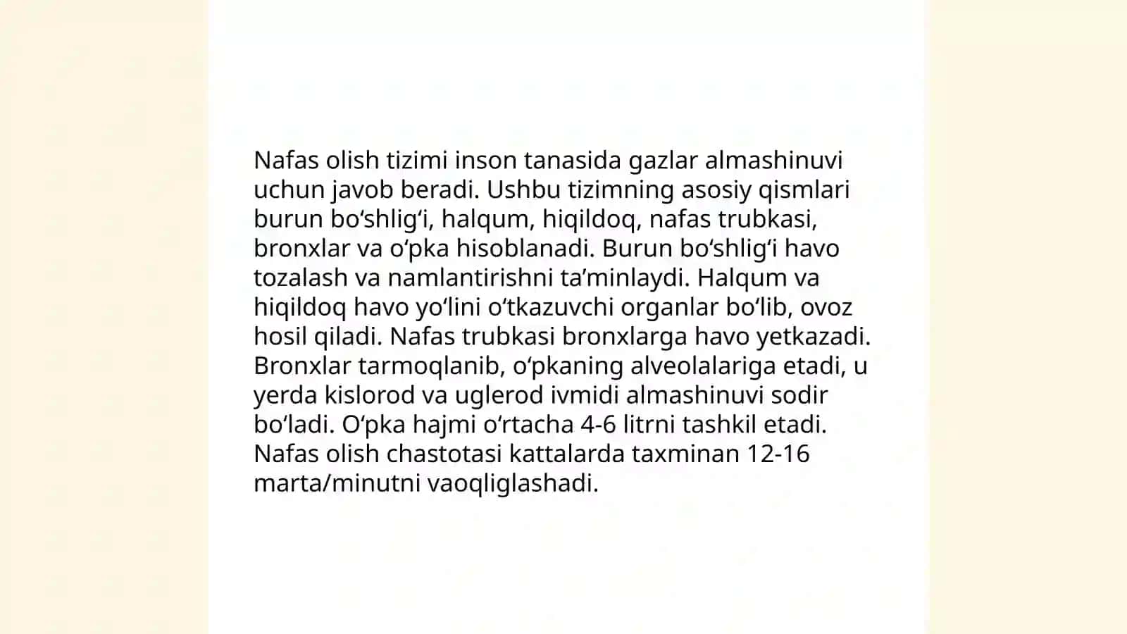 Nafas olish tizimi a’zolarining qiyosiy gistologik tavsifi 3